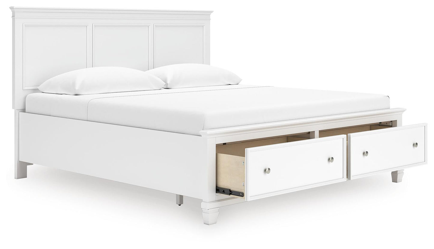 Fortman  Panel Storage Bed With Mirrored Dresser And Nightstand