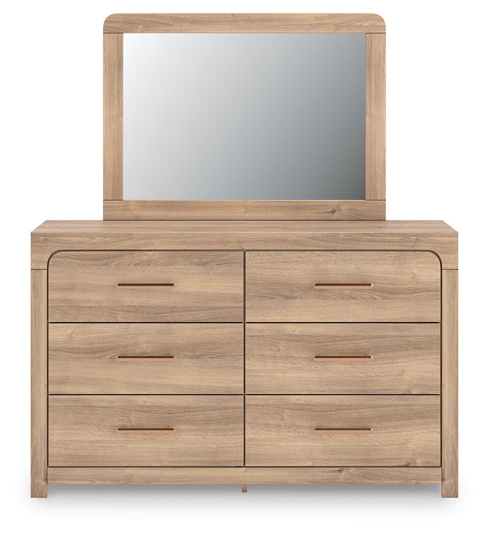 Kinlanni  Upholstered Platform Bed, Dresser And Mirror