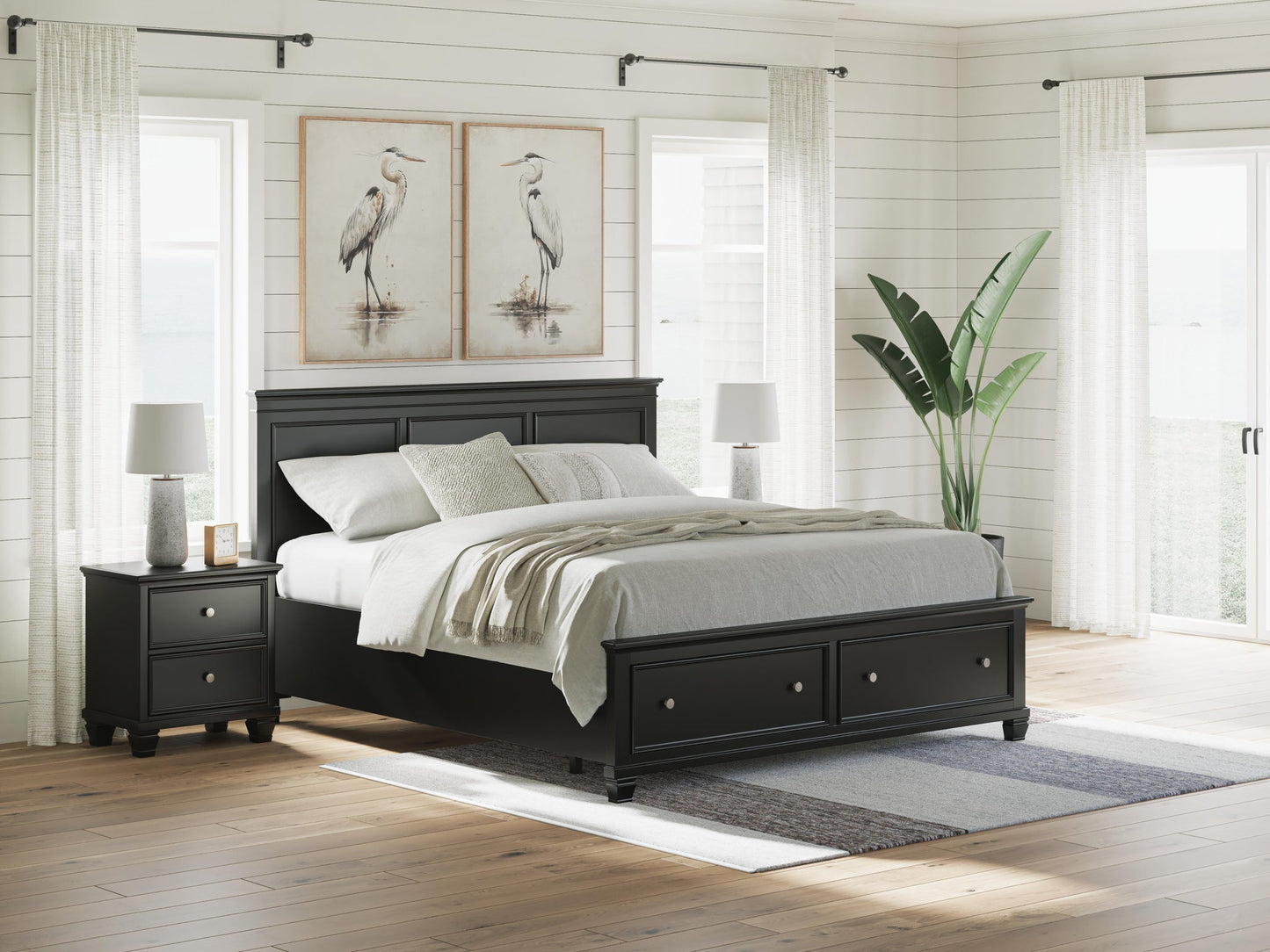Lanolee California  Panel Storage Bed, Dresser And Mirror