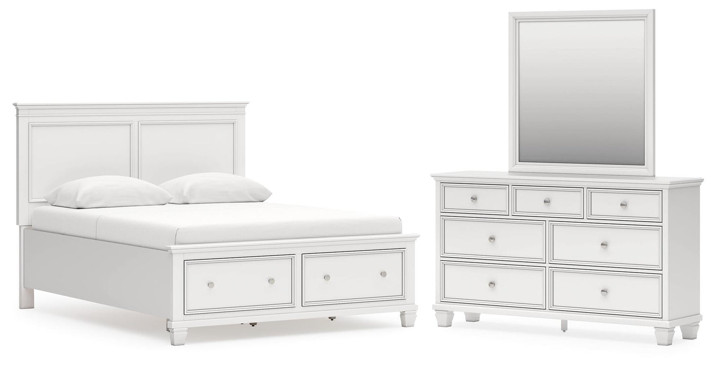 Fortman  Panel Storage Bed With Mirrored Dresser
