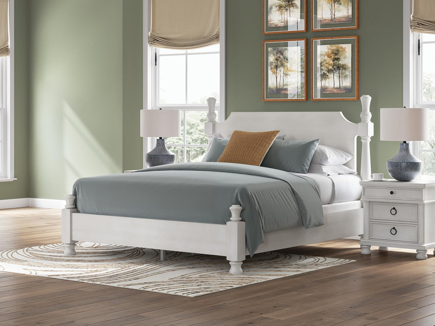 Rowlenstown  Poster Bed, Dresser, Mirror And Nightstand