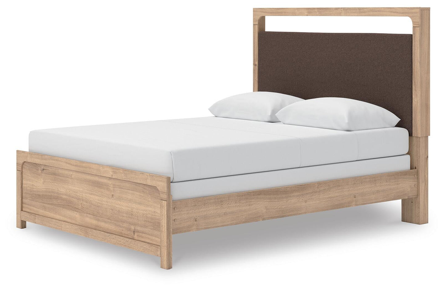 Kinlanni  Upholstered Panel Bed, Dresser, Mirror And Nightstand