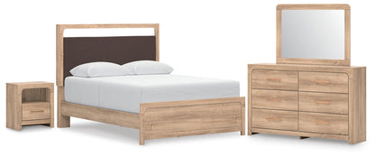 Kinlanni  Upholstered Platform Bed, Dresser, Mirror And Nightstand