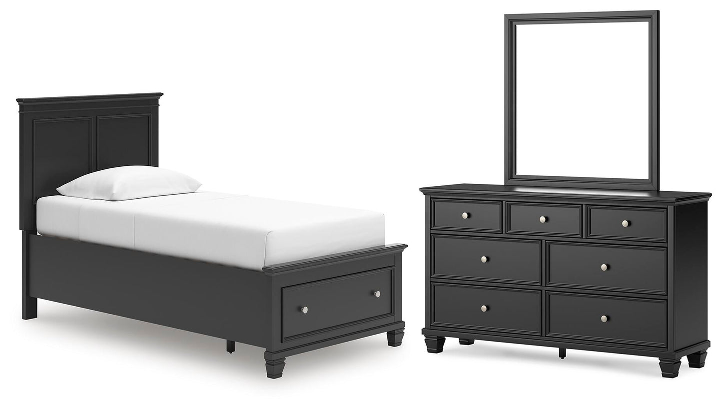 Lanolee  Panel Storage Bed, Dresser And Mirror