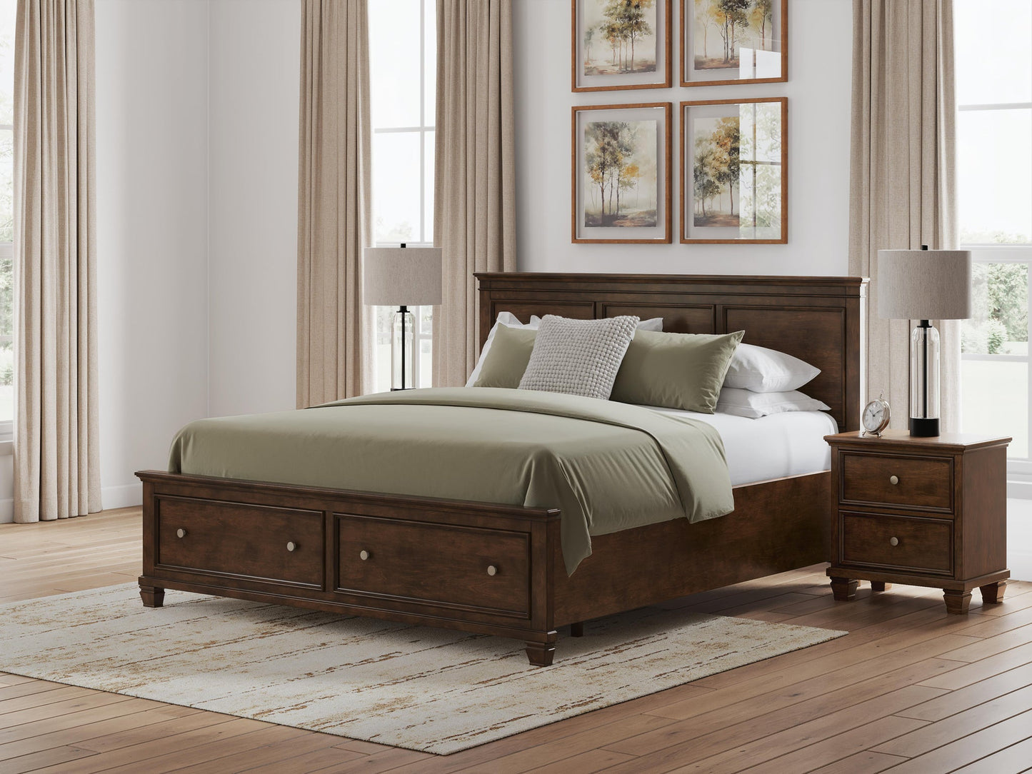 Danabrin California  Panel Storage Bed, Dresser And Mirror