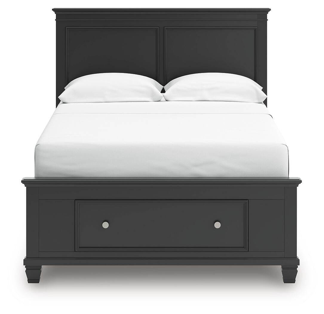 Juego de dormitorio Lanolee: cama con almacenamiento en el cabecero, cómoda, espejo y mesita de noche