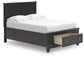Juego de dormitorio Lanolee: cama con almacenamiento en el cabecero, cómoda, espejo y mesita de noche