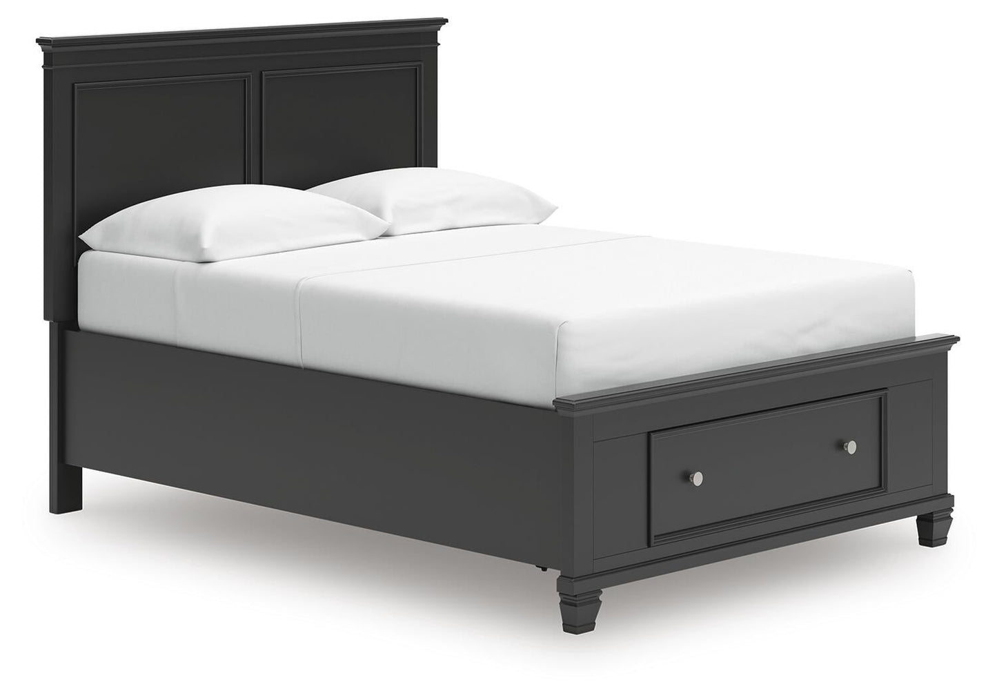 Juego de dormitorio Lanolee: cama con almacenamiento en el cabecero, cómoda, espejo y mesita de noche