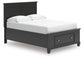 Juego de dormitorio Lanolee: cama con almacenamiento en el cabecero, cómoda, espejo y mesita de noche