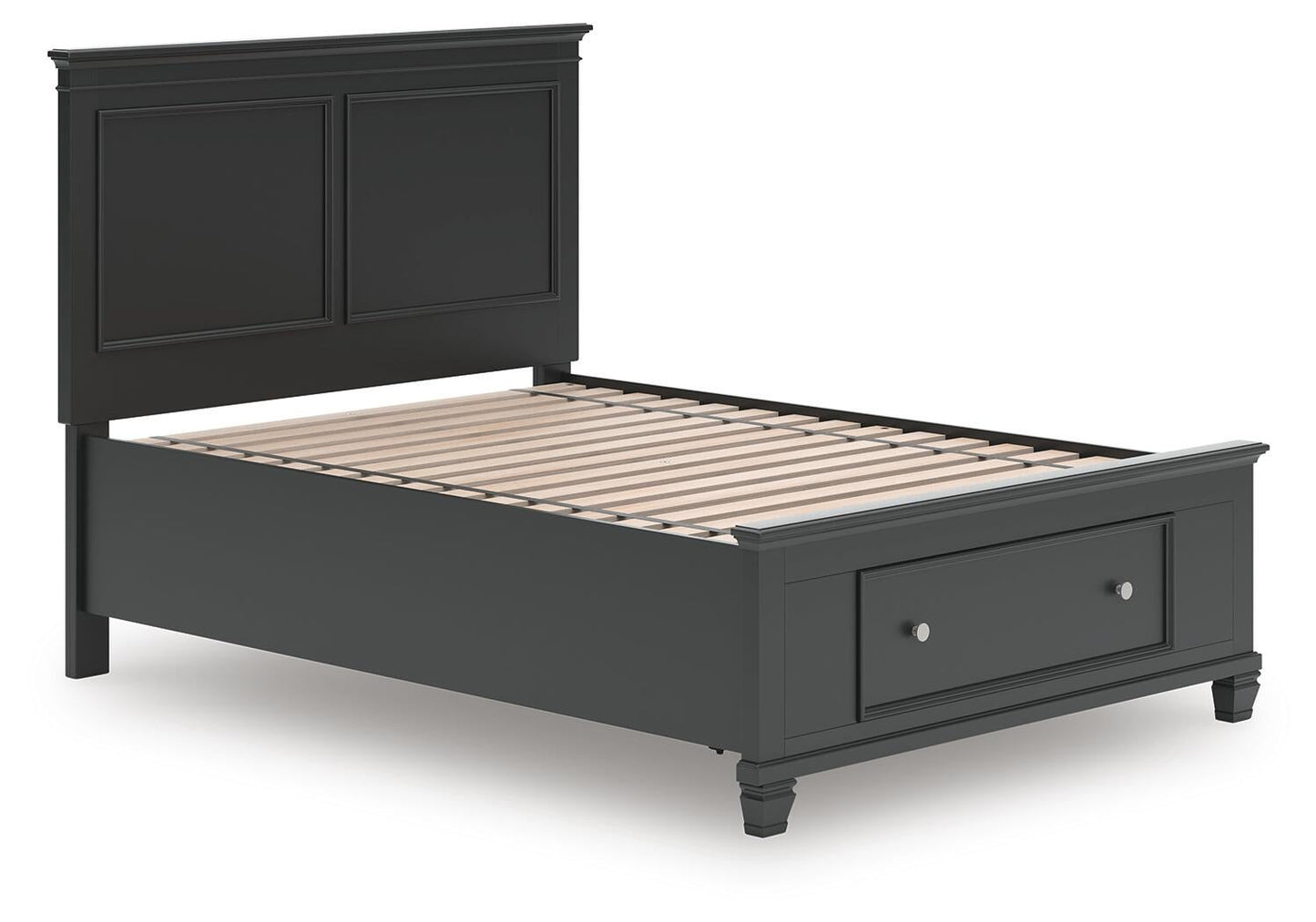 Juego de dormitorio Lanolee: cama con almacenamiento en el cabecero, cómoda, espejo y mesita de noche