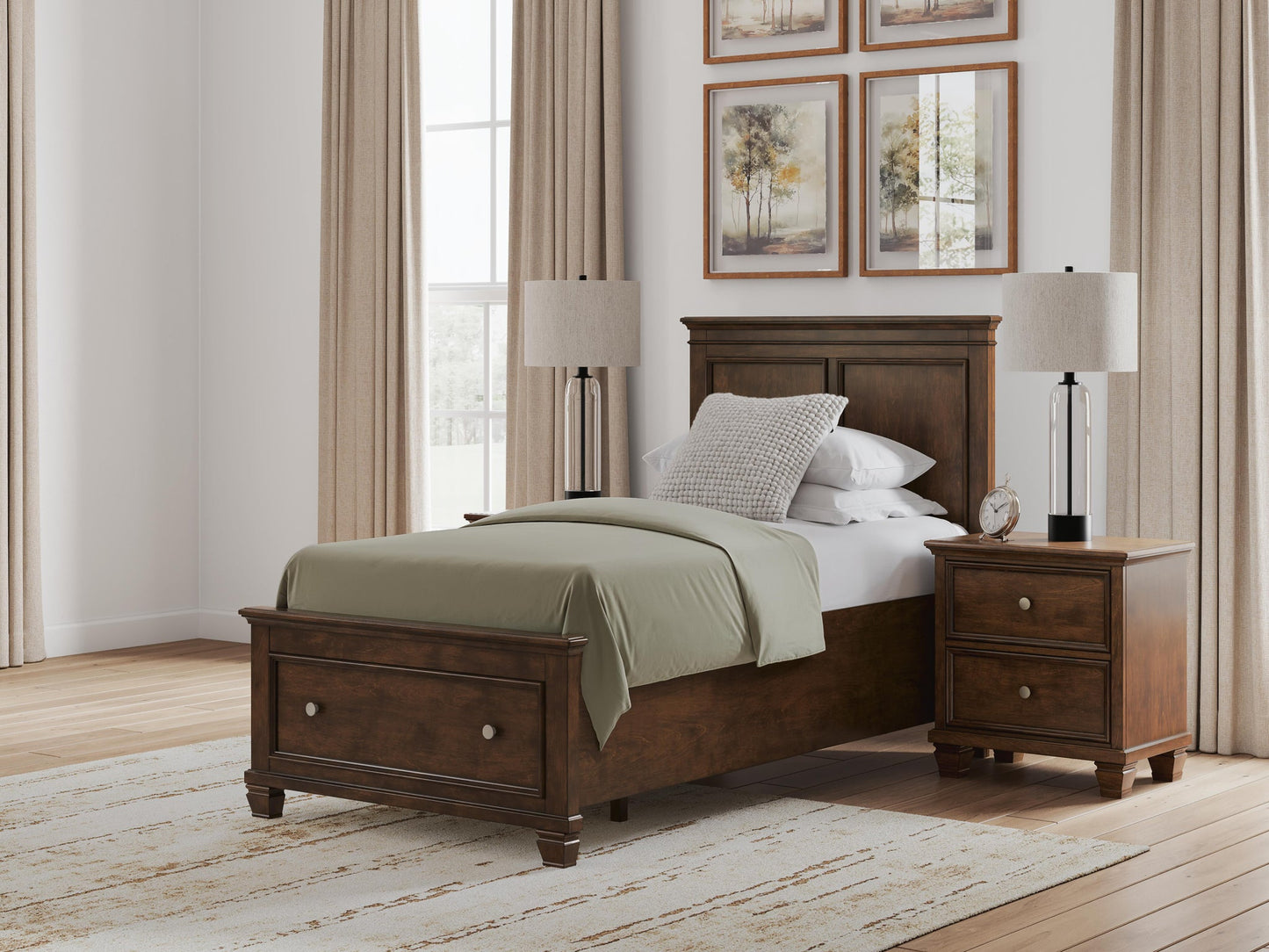 Danabrin  Panel Storage Bed, Dresser And Mirror