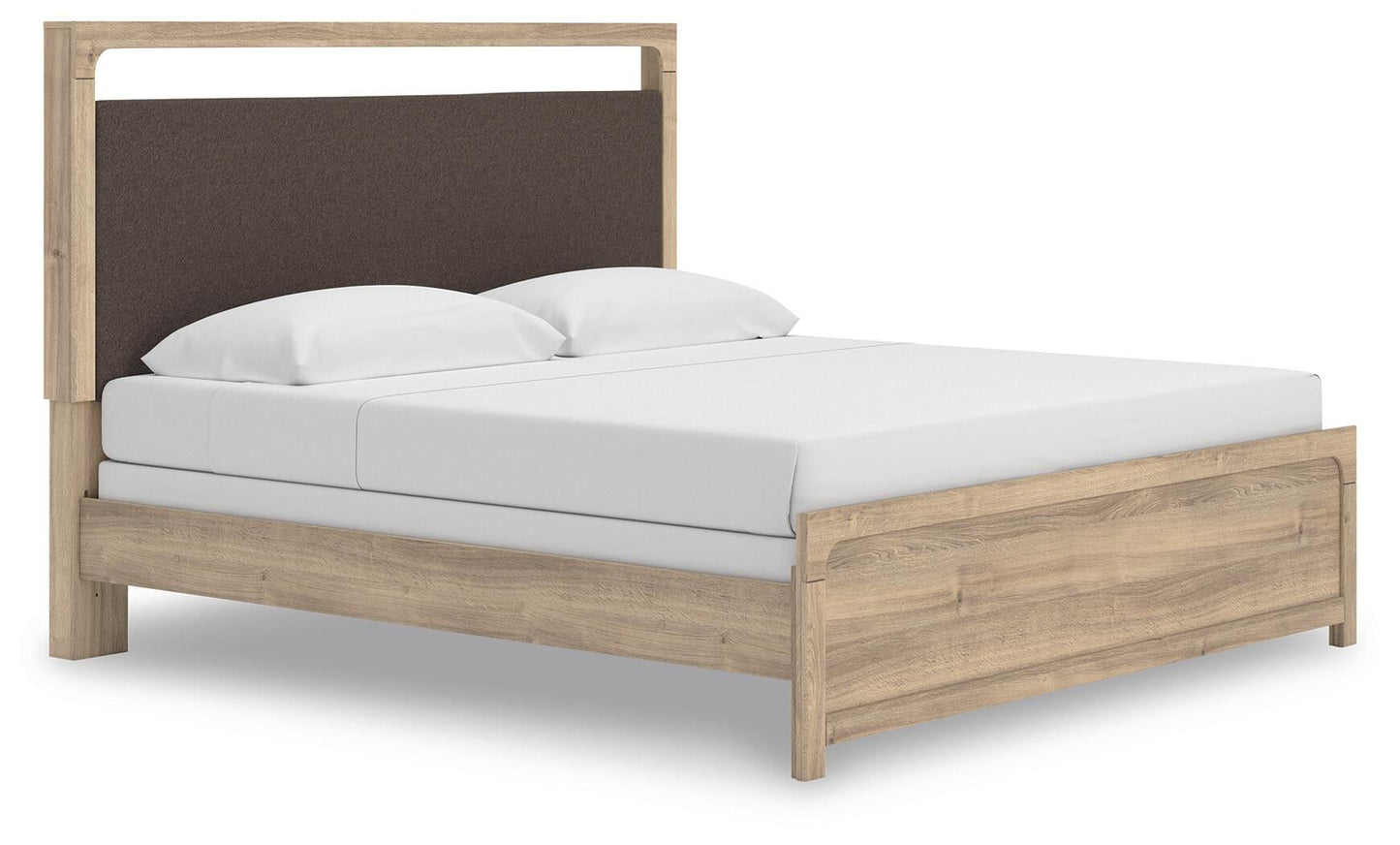 Cama tapizada Kinlanni, tocador y espejo