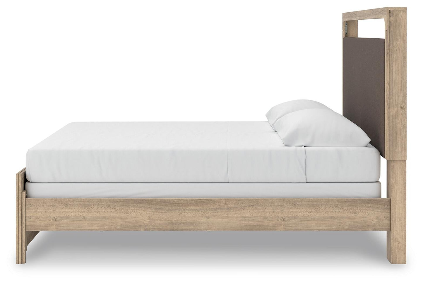 Cama tapizada Kinlanni, tocador y espejo
