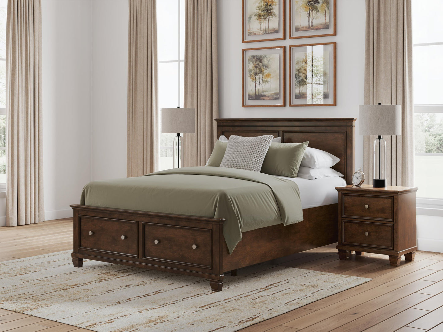 Danabrin  Panel Storage Bed, Dresser And Mirror