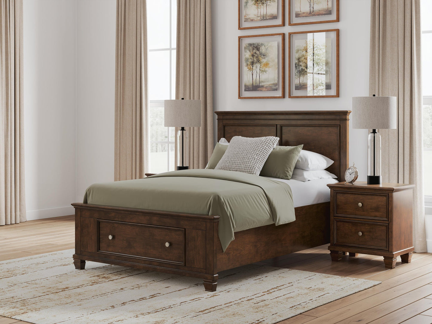 Danabrin  Panel Storage Bed, Dresser, Mirror And Nightstand