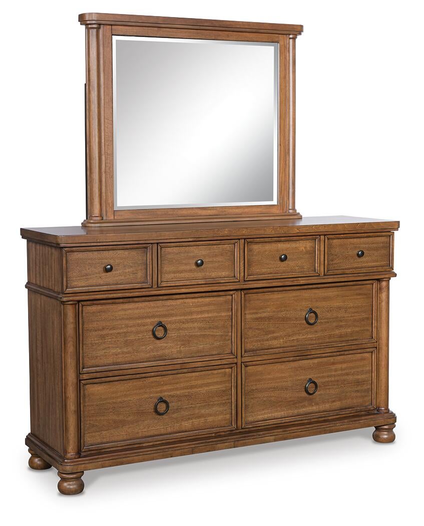 Rowlenstown  Poster Bed With Mirrored Dresser
