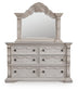 Bruchandi California  Upholstered Panel Bed With Mirrored Dresser And Nightstand