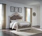 Bruchandi California  Upholstered Panel Bed With Mirrored Dresser And Nightstand