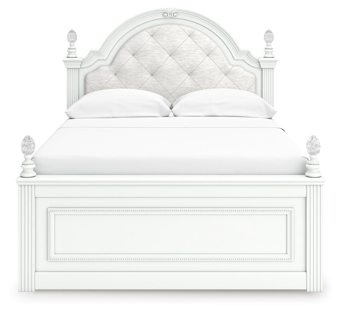 Kozlani  Upholstered Panel Bed, Dresser, Mirror And Nightstand