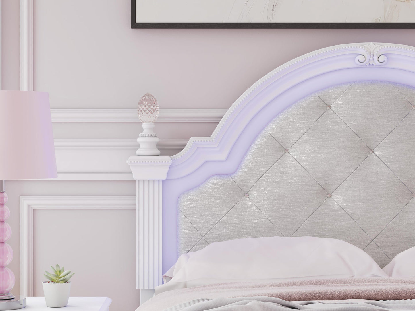 Kozlani  Upholstered Panel Bed, Dresser, Mirror And Nightstand