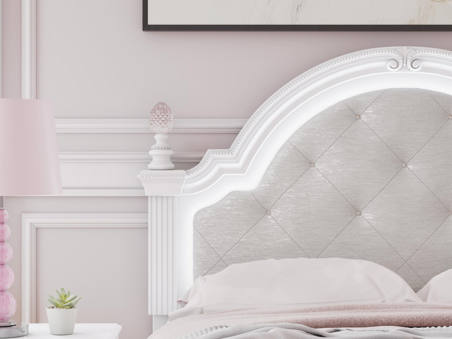 Kozlani  Upholstered Panel Bed, Dresser, Mirror And Nightstand
