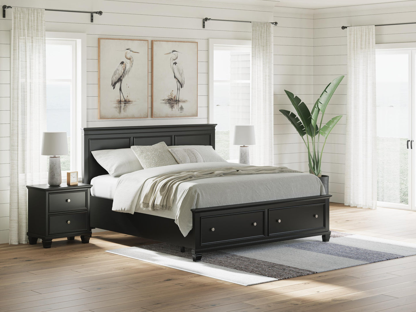 Lanolee  Panel Storage Bed, Dresser, Mirror And Nightstand