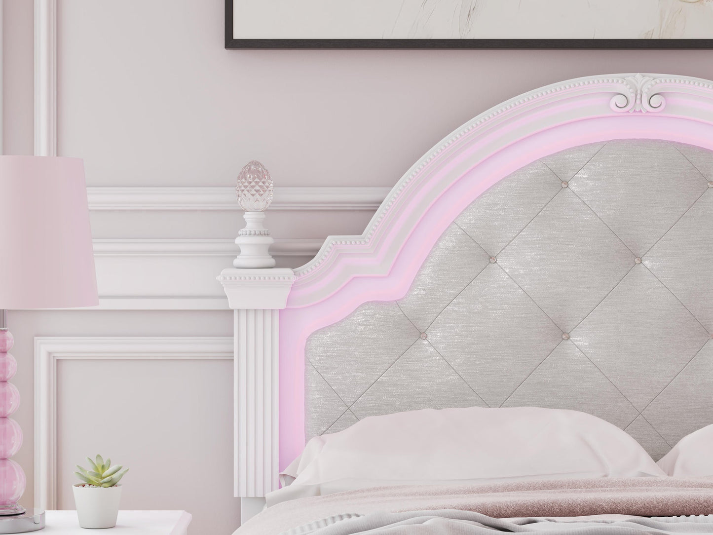 Kozlani  Upholstered Panel Bed, Dresser And Mirror